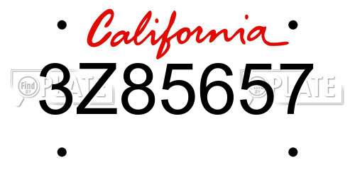 3Z85657 California License Plate