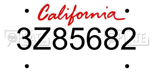 3Z85682 California License Plate