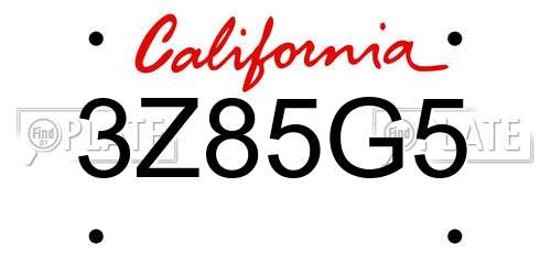 3Z85G5 California License Plate