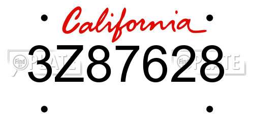 3Z87628 California License Plate