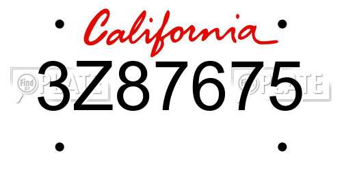 3Z87675 California License Plate