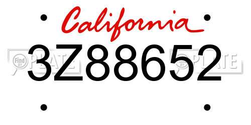 3Z88652 California License Plate