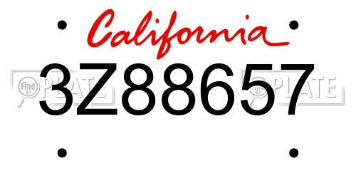 3Z88657 California License Plate