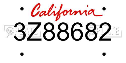 3Z88682 California License Plate