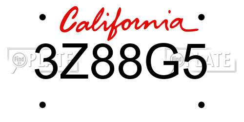 3Z88G5 California License Plate