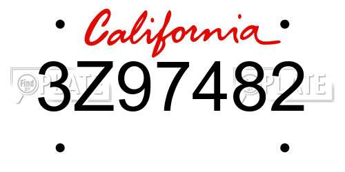 3Z97482 California License Plate