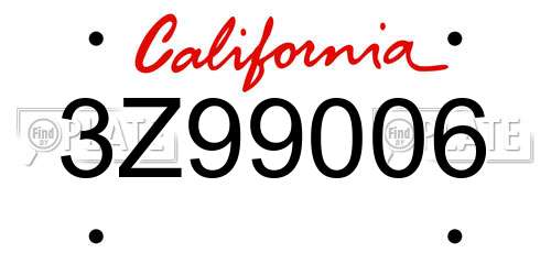 3Z99006 California License Plate