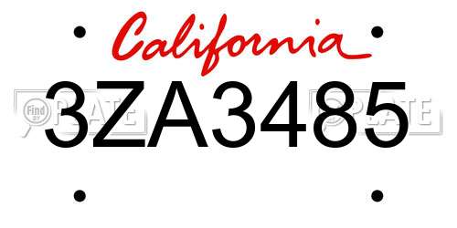 3ZA3485 California License Plate