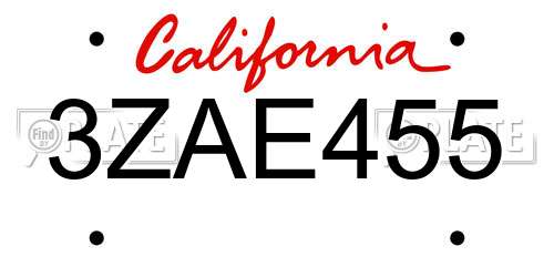 3ZAE455 California License Plate