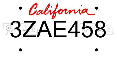 3ZAE458 California License Plate