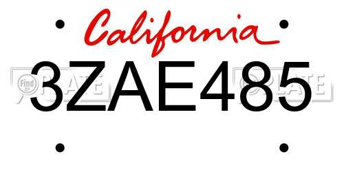 3ZAE485 California License Plate