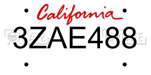 3ZAE488 California License Plate