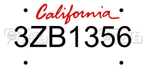 3ZB1356 California License Plate