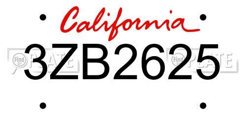 3ZB2625 California License Plate