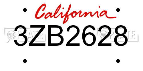 3ZB2628 California License Plate