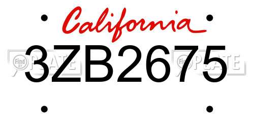 3ZB2675 California License Plate