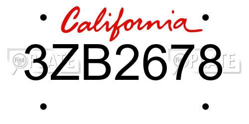 3ZB2678 California License Plate