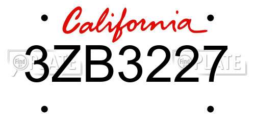 3ZB3227 California License Plate
