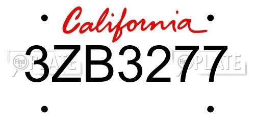3ZB3277 California License Plate