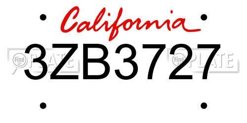 3ZB3727 California License Plate