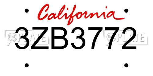 3ZB3772 California License Plate