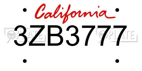 3ZB3777 California License Plate