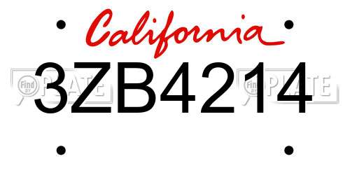 3ZB4214 California License Plate