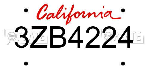 3ZB4224 California License Plate