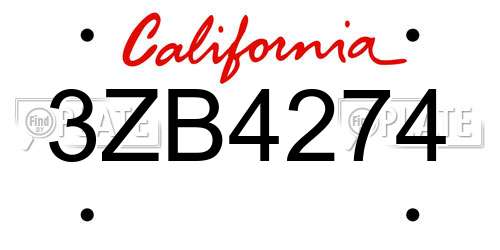 3ZB4274 California License Plate