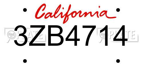 3ZB4714 California License Plate