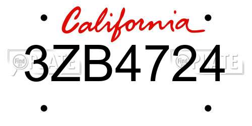 3ZB4724 California License Plate