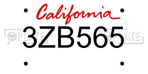 3ZB565 California License Plate
