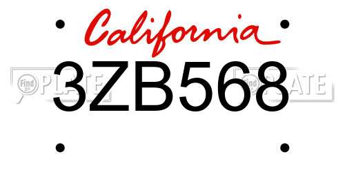3ZB568 California License Plate