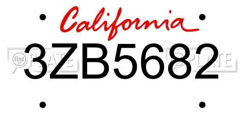 3ZB5682 California License Plate
