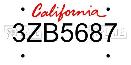 3ZB5687 California License Plate