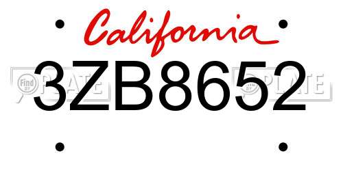 3ZB8652 California License Plate