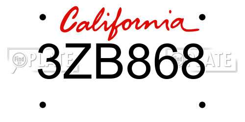 3ZB868 California License Plate
