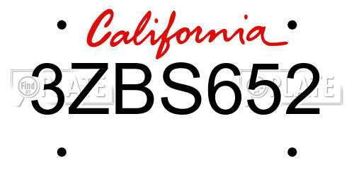 3ZBS652 California License Plate