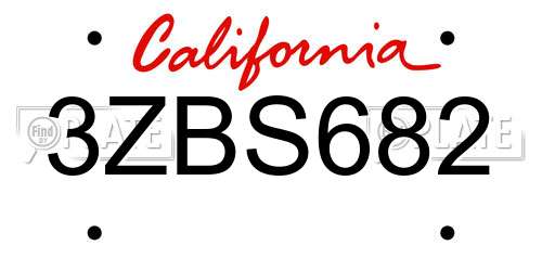 3ZBS682 California License Plate