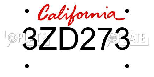 3ZD273 California License Plate