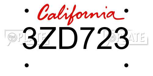 3ZD723 California License Plate