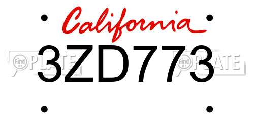 3ZD773 California License Plate