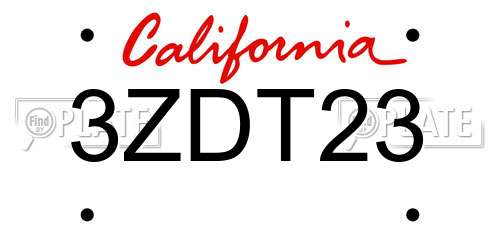 3ZDT23 California License Plate