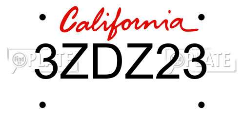 3ZDZ23 California License Plate