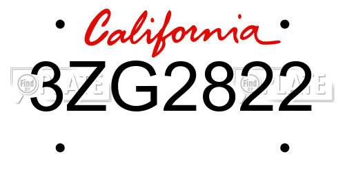 3ZG2822 California License Plate