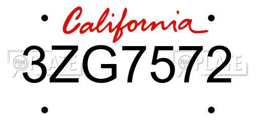 3ZG7572 California License Plate