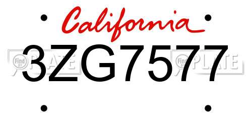 3ZG7577 California License Plate