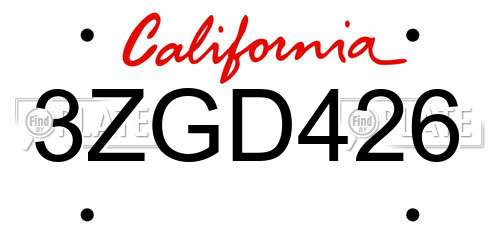 3ZGD426 California License Plate