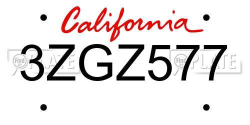 3ZGZ577 California License Plate