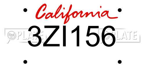 3ZI156 California License Plate